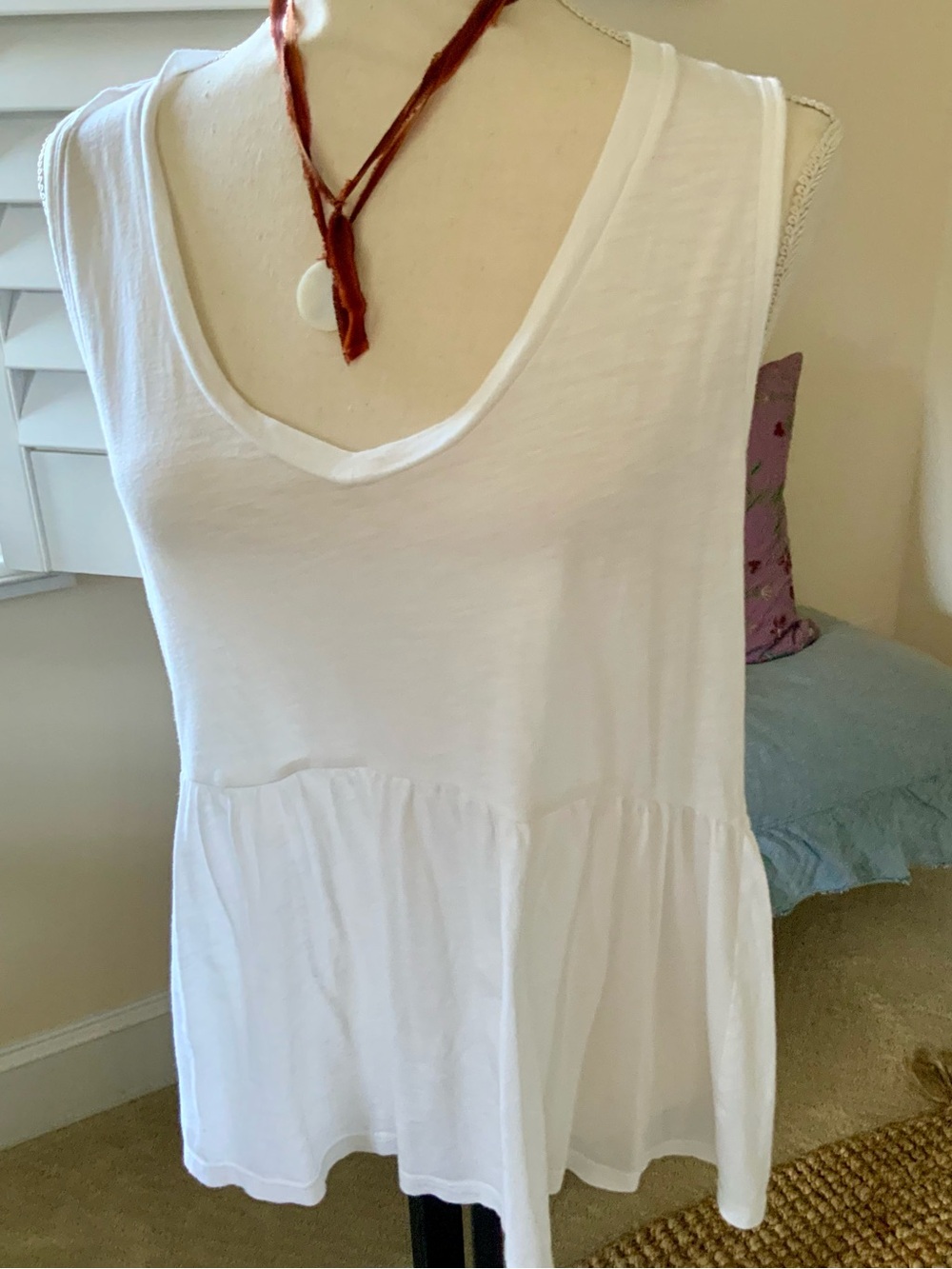 LOFT White Vintage Soft Sleeveless Peplum Tank